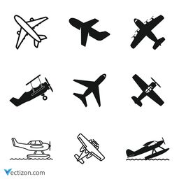 Airplane Set Vector Icon