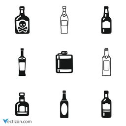 Alcohol Bottle Set Vector Icon
