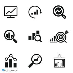 Analytics Vector Set Icon