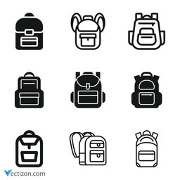 Backpack Set Vector Icon