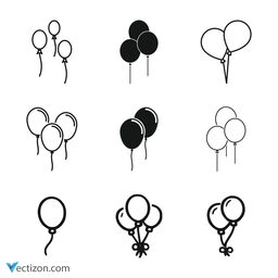 Balloons Set Vector Icon