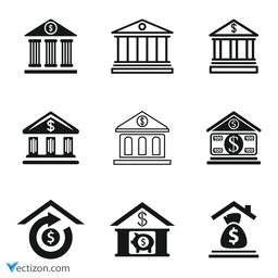 Bank Set Outline Icon