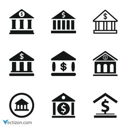 Bank Set Vector Icon