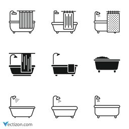 Bathtub Set Vector Icon