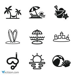 Beach Set Vector Icon