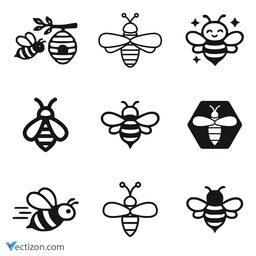 Bee Set Vector Icon