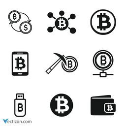 Bitcoin Set Vector Icon