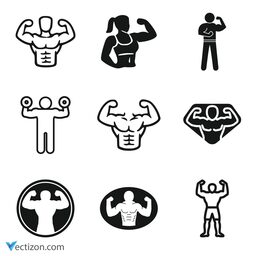 Bodybuilder Set Vector Icon