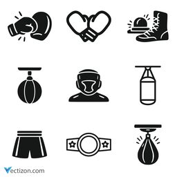 Boxing Set Vector Icon