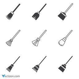 Broom Set Vector Icon