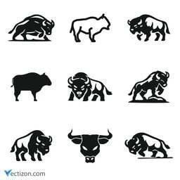 Buffalo Set Vector Icon