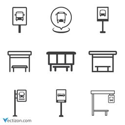 Bus Stop Set Icon