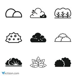 Bush Set Vector Icon