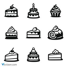 Cake Set Vector Icon