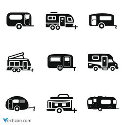 Camping Trailer Set Icon