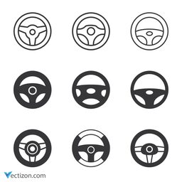 Car Steering Wheel Set Icon