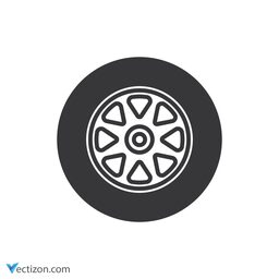 Car Wheel Line Icon
