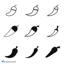 Chili Pepper Set Icon