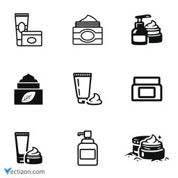 Cosmetic Cream Set Icon