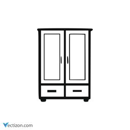Cupboard Wardrobe Vector Icon