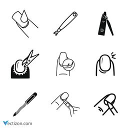 Cuticle Set Vector Icon