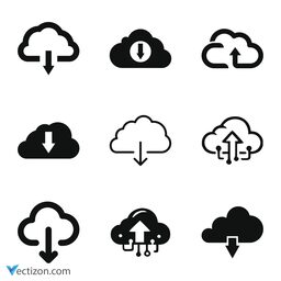 Digital Cloud Set Icon