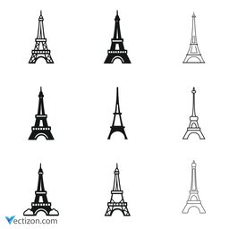Eiffel Set Vector Icon