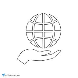 Hand Hold Globe Outline Icon