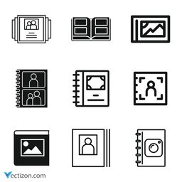 Photo Album Set Vector Icon