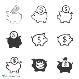 Piggy Bank Set Icon