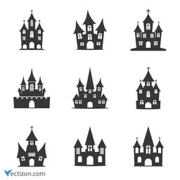Scary House Set Icon